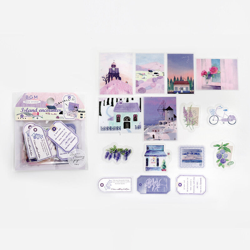 BGM Island Encounter Lavender Tracing Paper Stickers 15 designs - Paper Kooka Australia