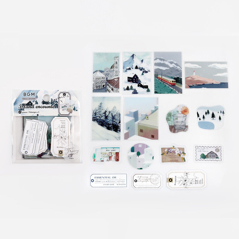 BGM Island Encounter White Tracing Paper Stickers 15 designs - Paper Kooka Australia