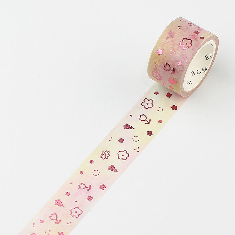 BGM Light Pink Flower washi tape - Paper Kooka