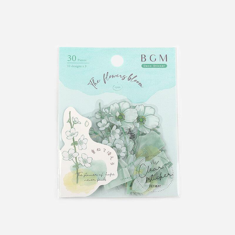 BGM Mint Flowers Blossom PET Clear Stickers - Paper Kooka Australia