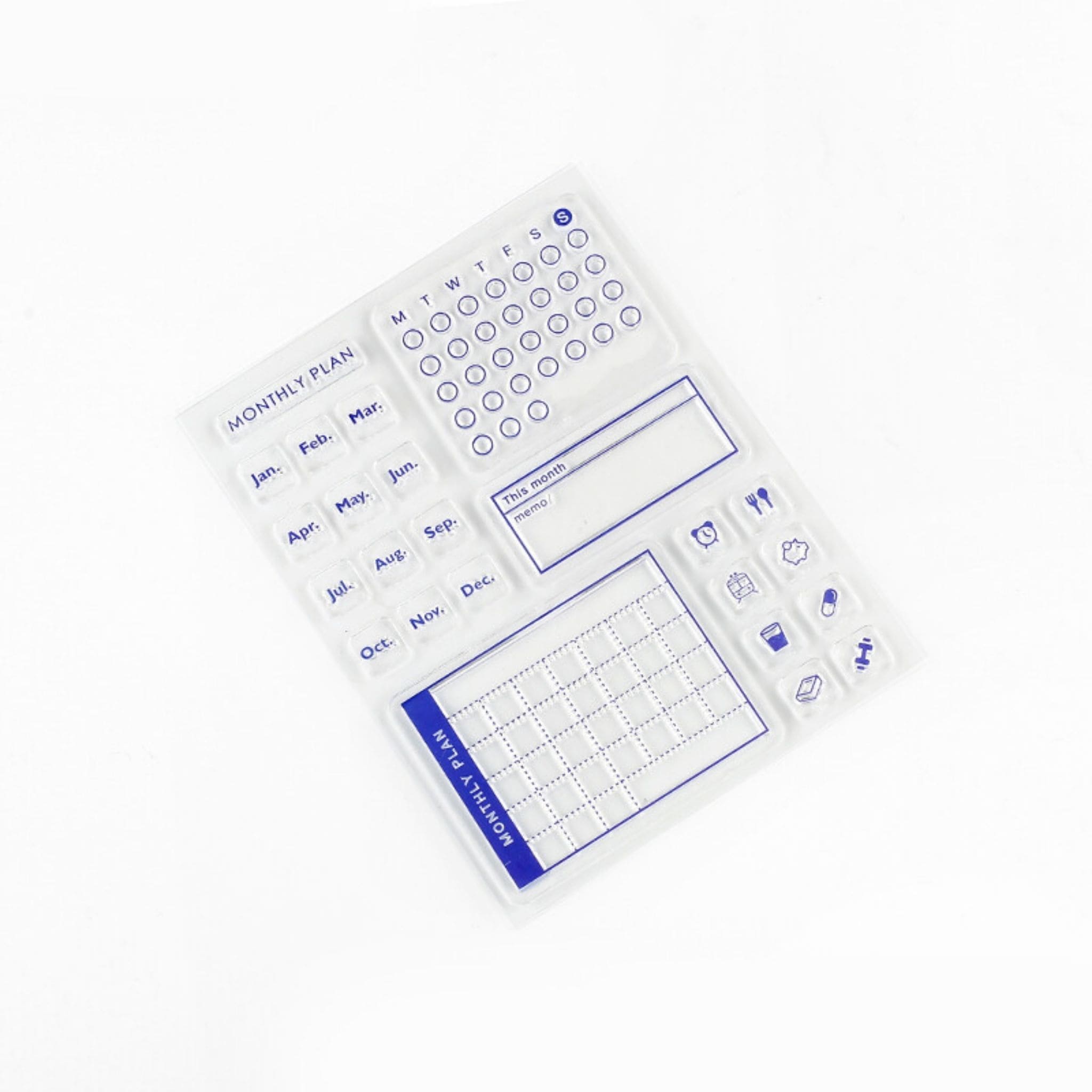 BGM Monthly Record self-adhesive Clear Stamps for journaling - Paper Kooka