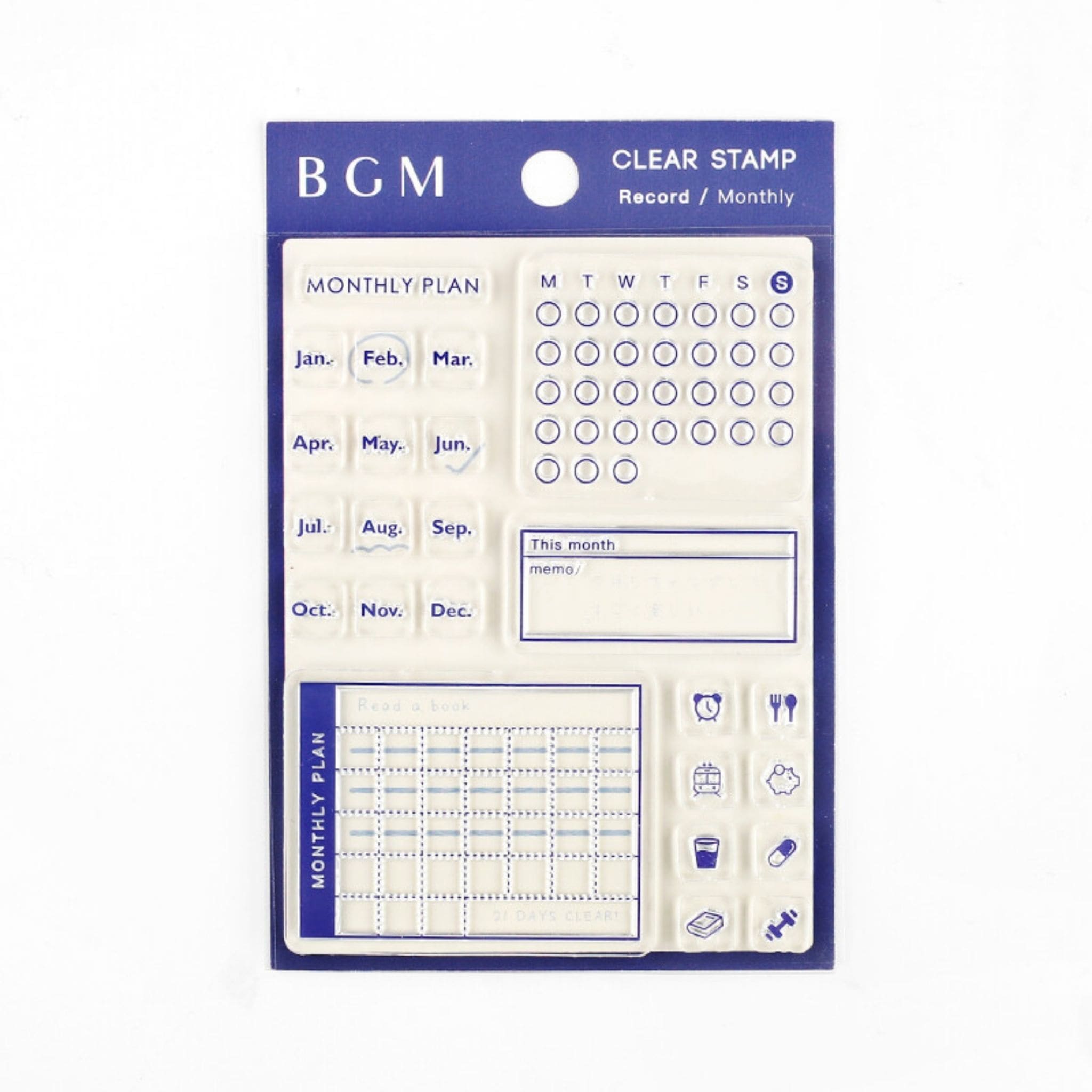 BGM Monthly Record self-adhesive Clear Stamps - Paper Kooka