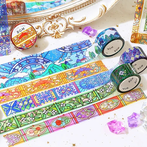 BGM Morning Sun Flower Stained Glass Clear PET Tape Collection - Paper Kooka Australia