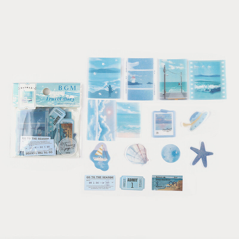 BGM Ocean Travel Diary Flake Stickers 15 designs - Paper Kooka Australia