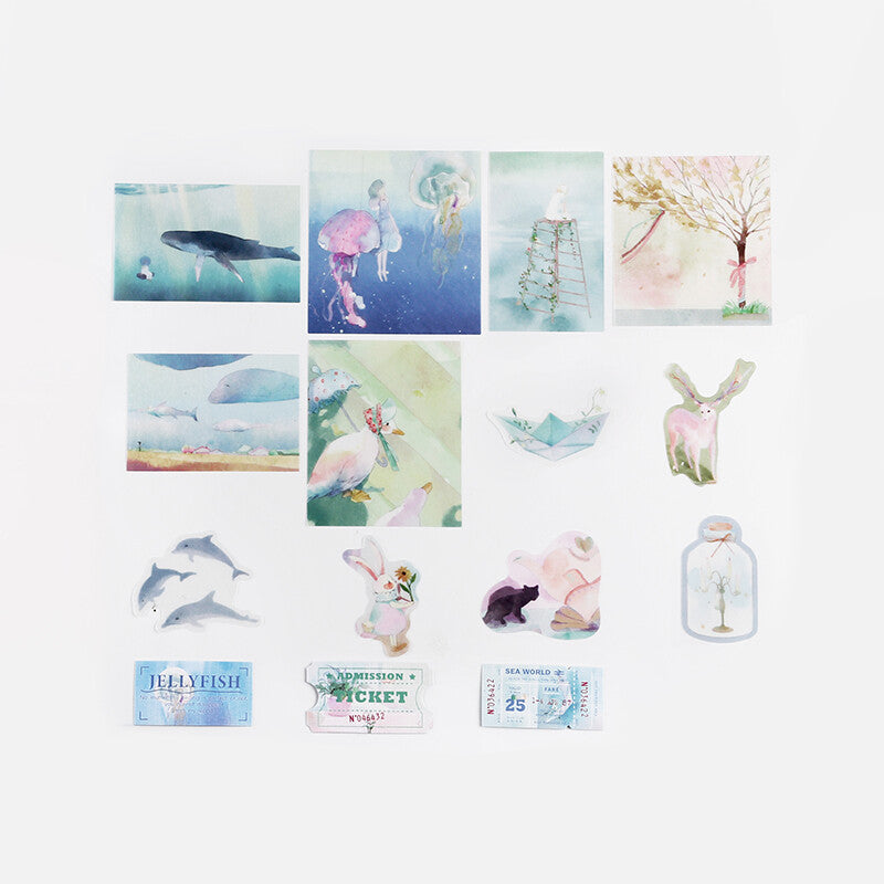 BGM Ocean Fantasy Trip Tracing Paper Deco Stickers 15 designs - Paper Kooka Australia