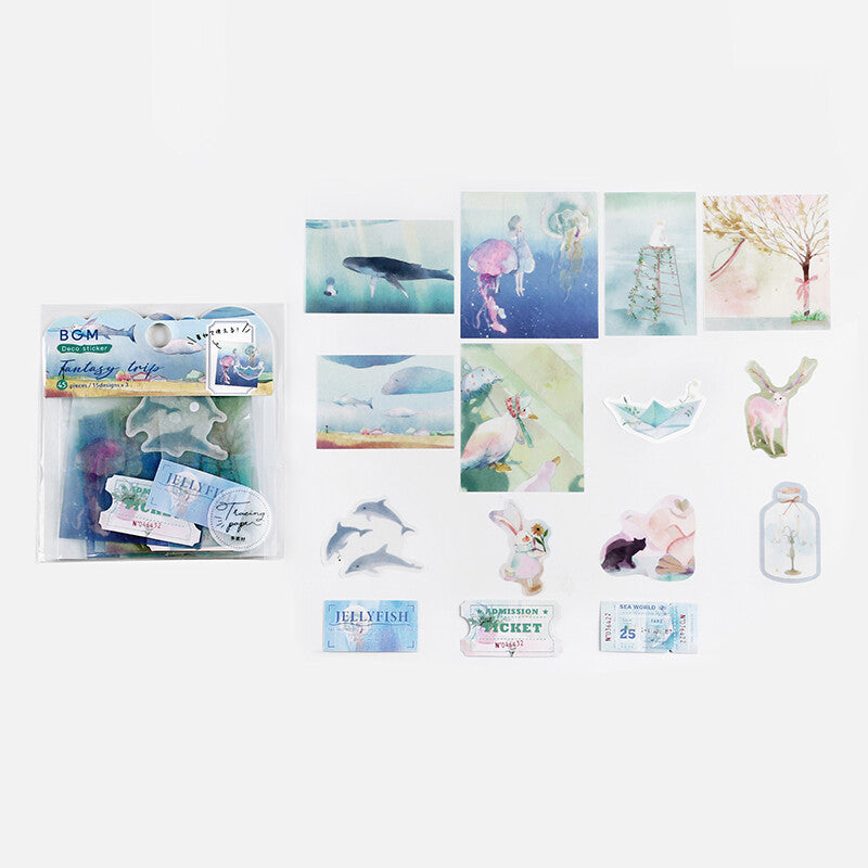 BGM Ocean Fantasy Trip Semi-Transparent Deco Stickers - Paper Kooka Australia