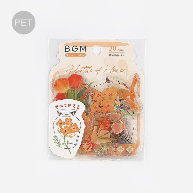 BGM Orange Flower Bloom PET Transparent Stickers - Paper Kooka Australia