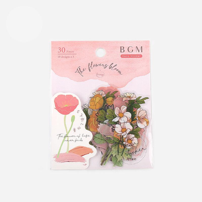 BGM Orange Flowers Blossom PET Clear Stickers - Paper Kooka Australia