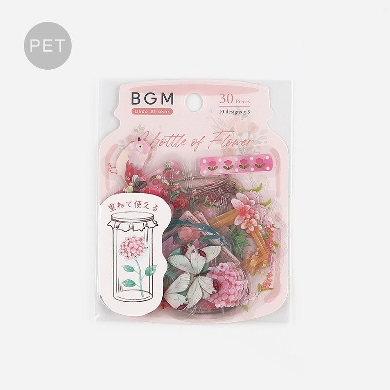 BGM Pink Flower Bloom PET Transparent Stickers - Paper Kooka Australia