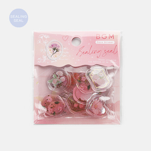 BGM Pink Flowers - Clear Sealing Seal Stickers - Paper Kooka Australia