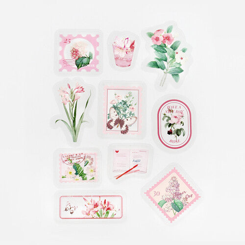 BGM Pink Flowers Office PET Clear Stickers 10 designs - Paper Kooka Australia