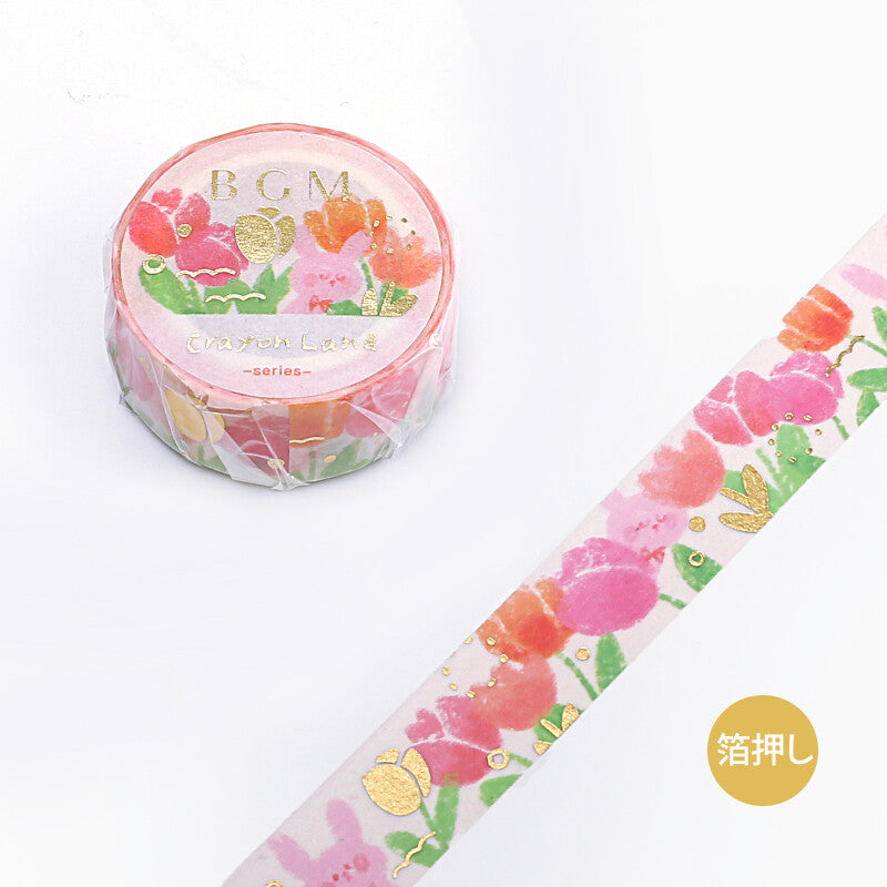 BGM Pink and Gold Tulips washi tape - Paper Kooka