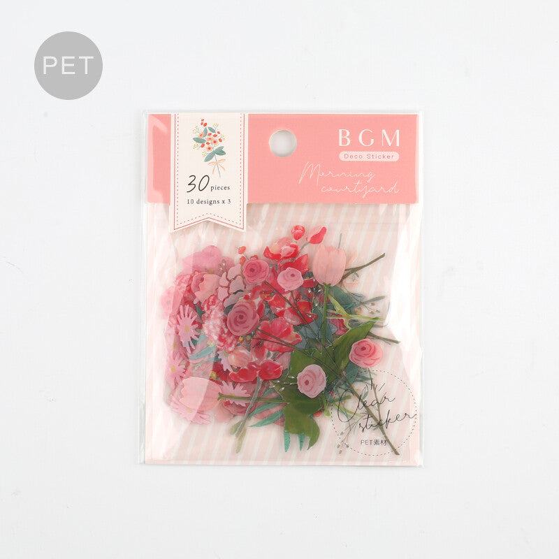 BGM Pink Morning Garden PET Clear Stickers - Paper Kooka