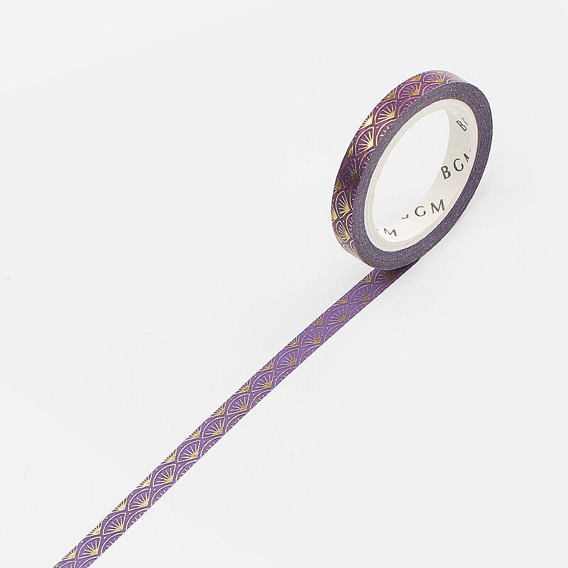 BGM Purple Fan Patterns thin washi tape - Paper Kooka Australia