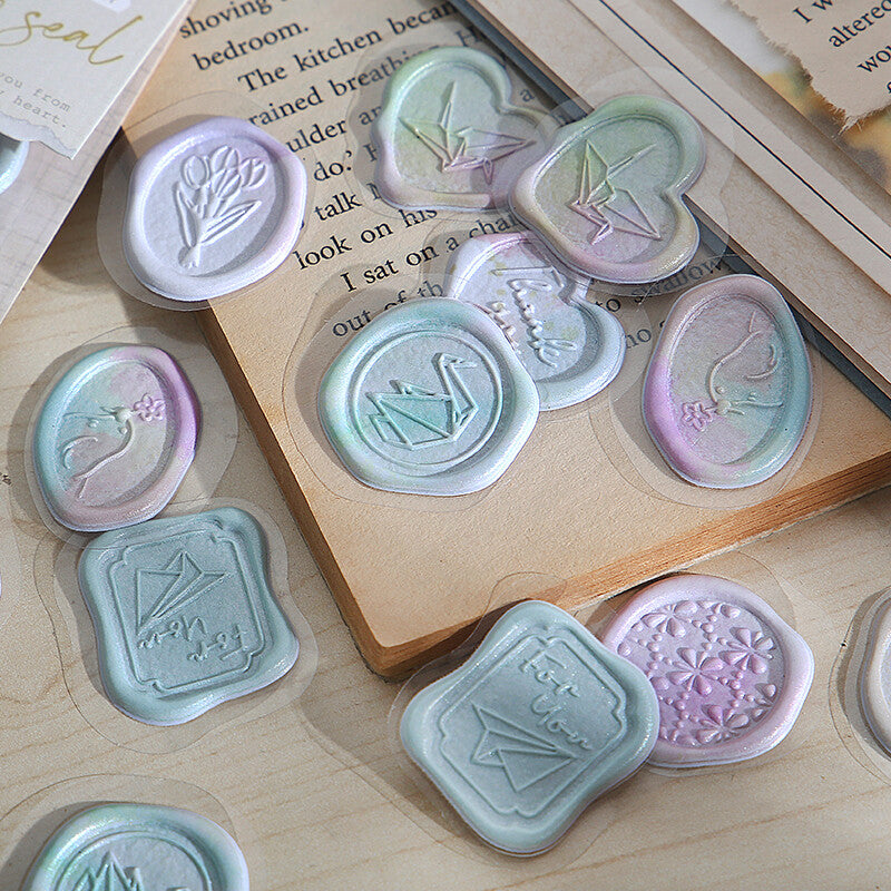 BGM Rainbow Irodori Sealing Seal Stickers with floral and origami designs - Paper Kooka Australia