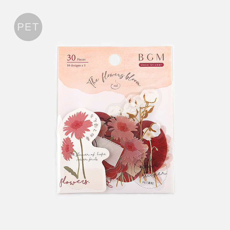 BGM Red Flowers Blossom PET Clear Stickers - Paper Kooka Australia