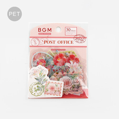 BGM Red Flowers Post Office PET Clear Stickers - Paper Kooka Australia