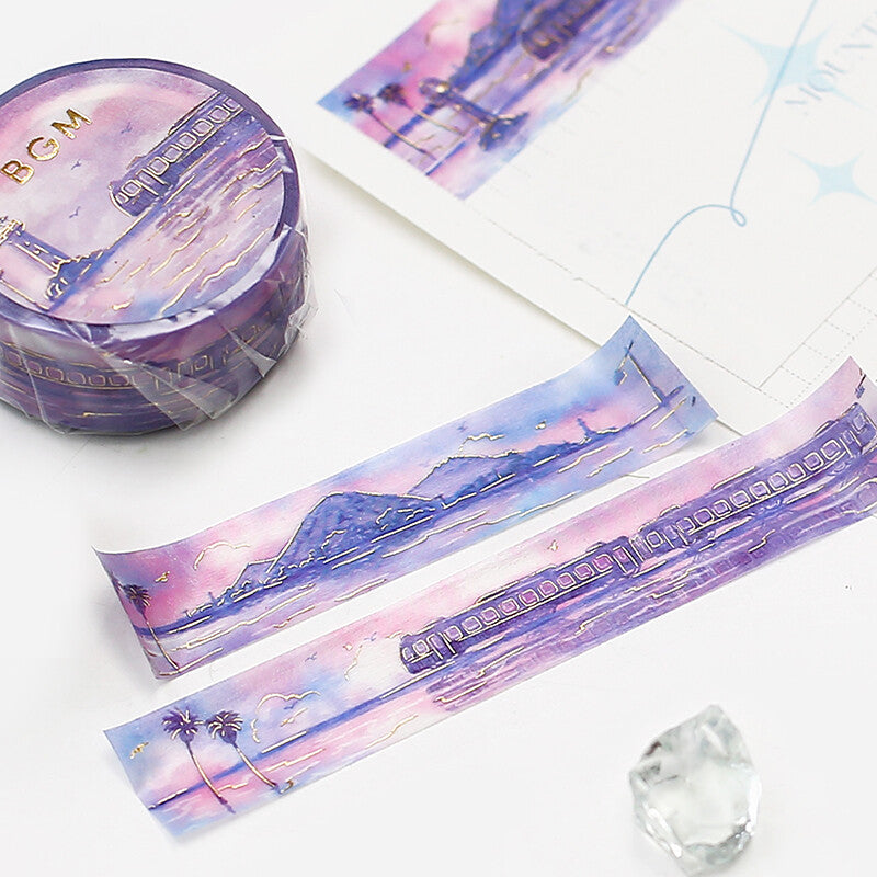 BGM Sea Train purple washi tape - Paper Kooka Australia