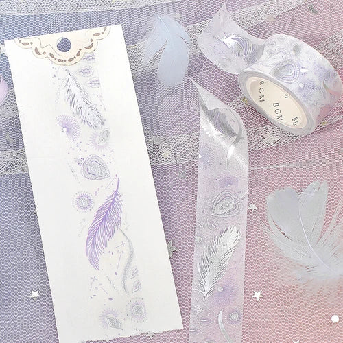 BGM Silver Feathers decorative tape - Paper Kooka Australia