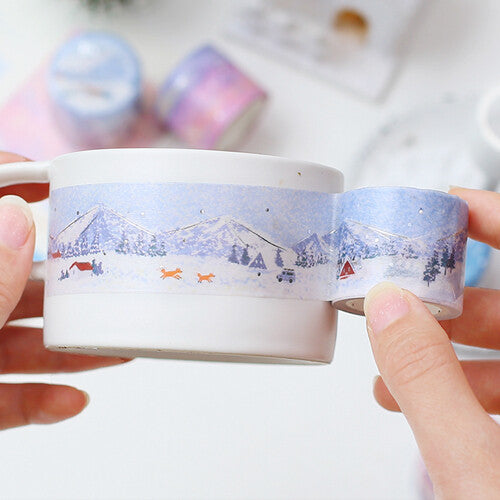 BGM Snowy Mountain Dot Drawing wide decorative tape - Paper Kooka Australia