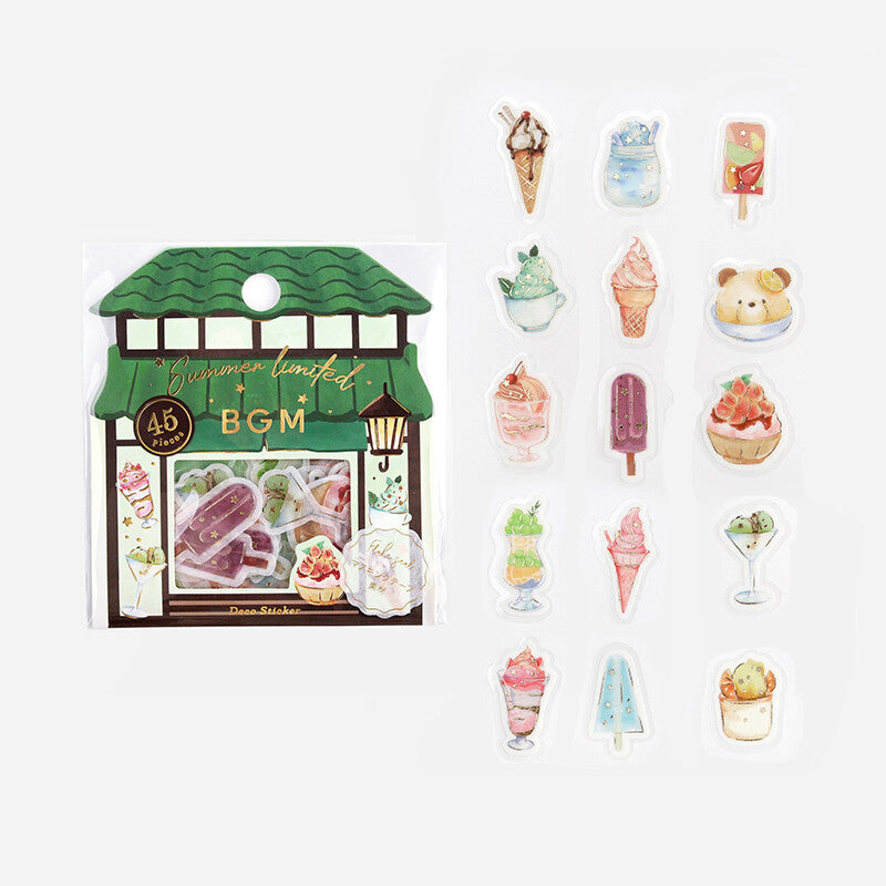 BGM Sweets Summer Limited Flake Stickers 15 designs with desserts - Paper Kooka Australia