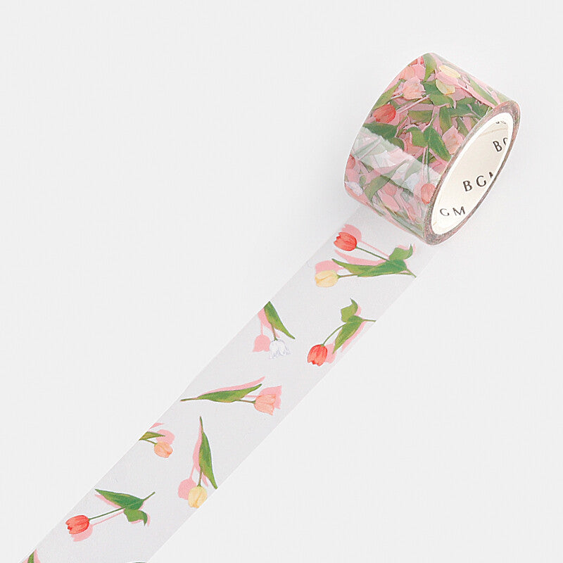 BGM Transparent PET Tape with little yellow and red tulips - Paper Kooka