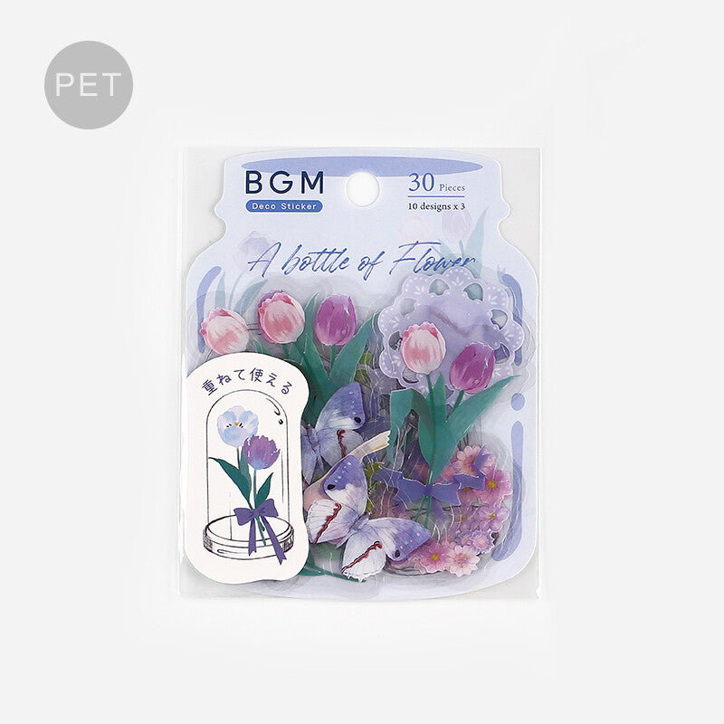 BGM Violet Flower Bloom PET Transparent Stickers - Paper Kooka Australia