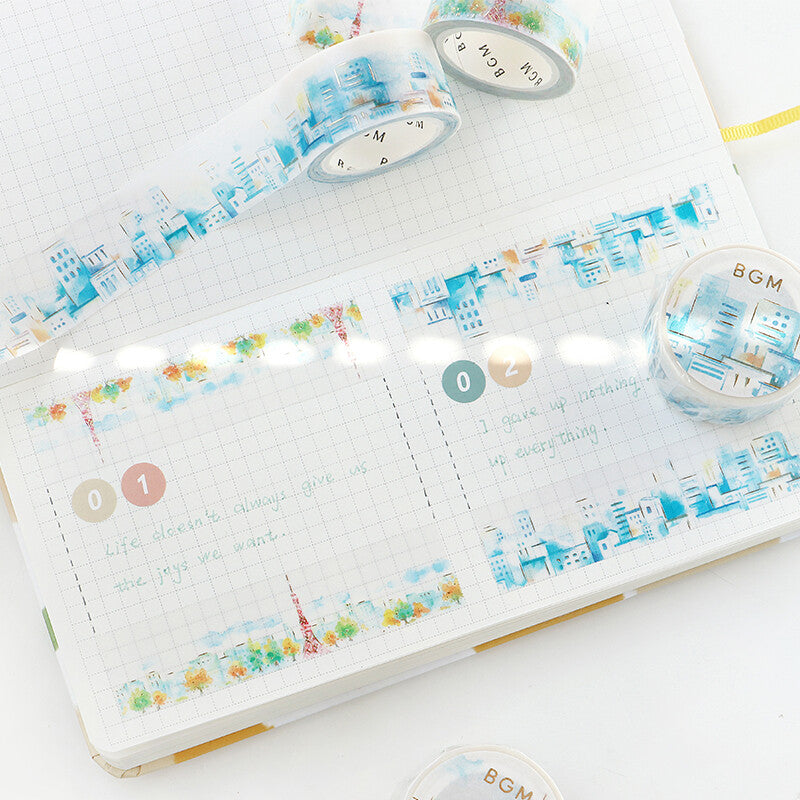 BGM Watercolour Tokyo washi tape for journaling - Paper Kooka Australia