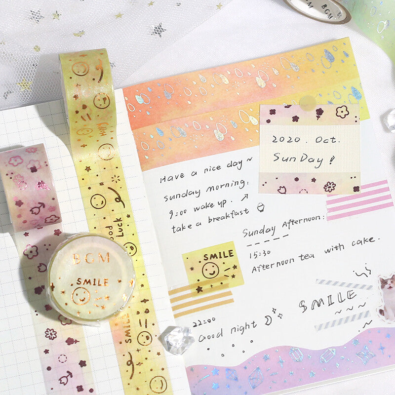 BGM Yellow Smile washi tape for journaling - Paper Kooka