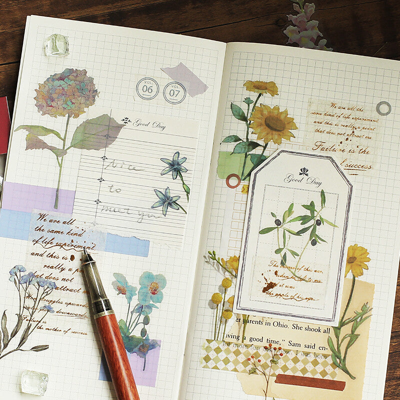 BGM Yellow Sunset Garden PET clear stickers in bullet journal - Paper Kooka