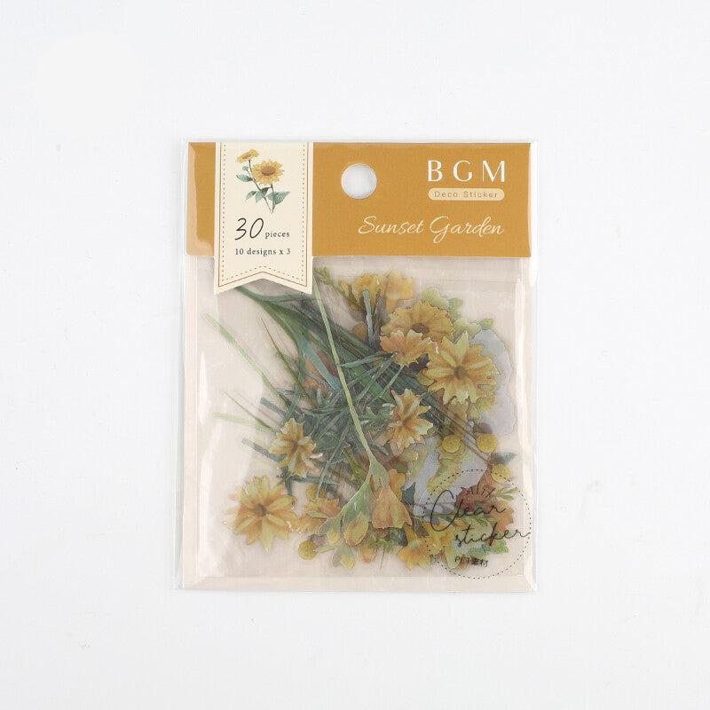 BGM Yellow Sunset Garden PET clear stickers - Paper Kooka