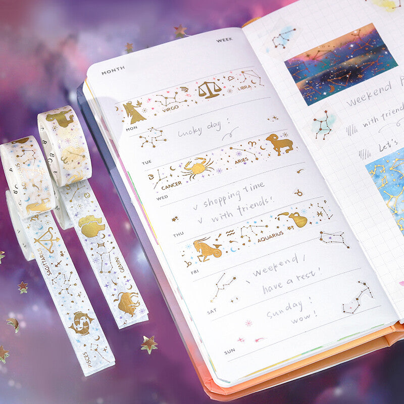 BGM Zodiac Signs: Aries, Taurus, Gemini & Cancer washi tape for bullet journaling - Paper Kooka Australia