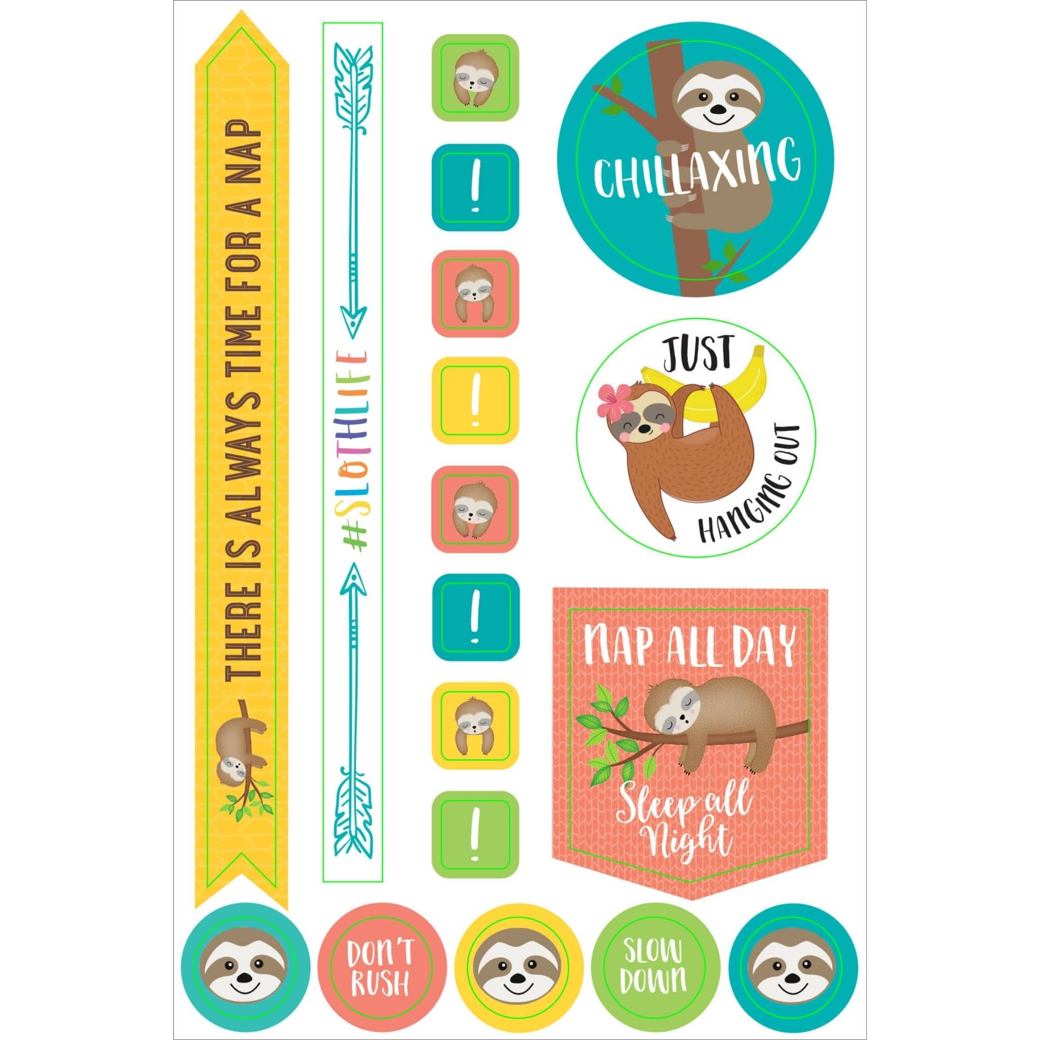 essentials sloth planner stickers chillaxing - Paper Kooka