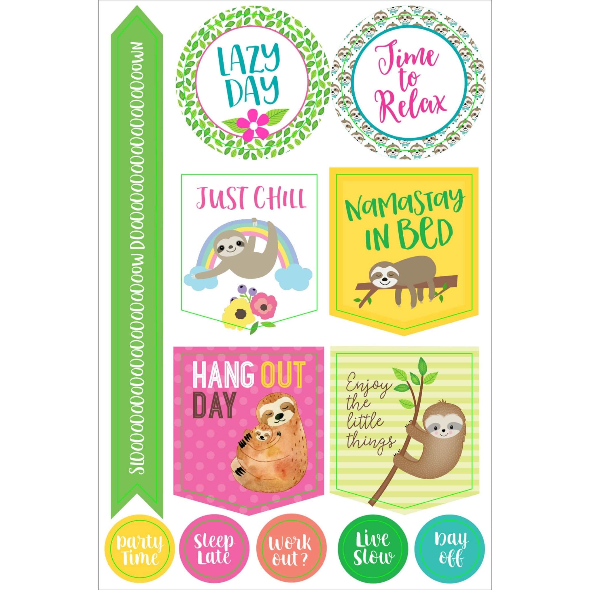 essentials sloth planner stickers just chill - Paper Kooka