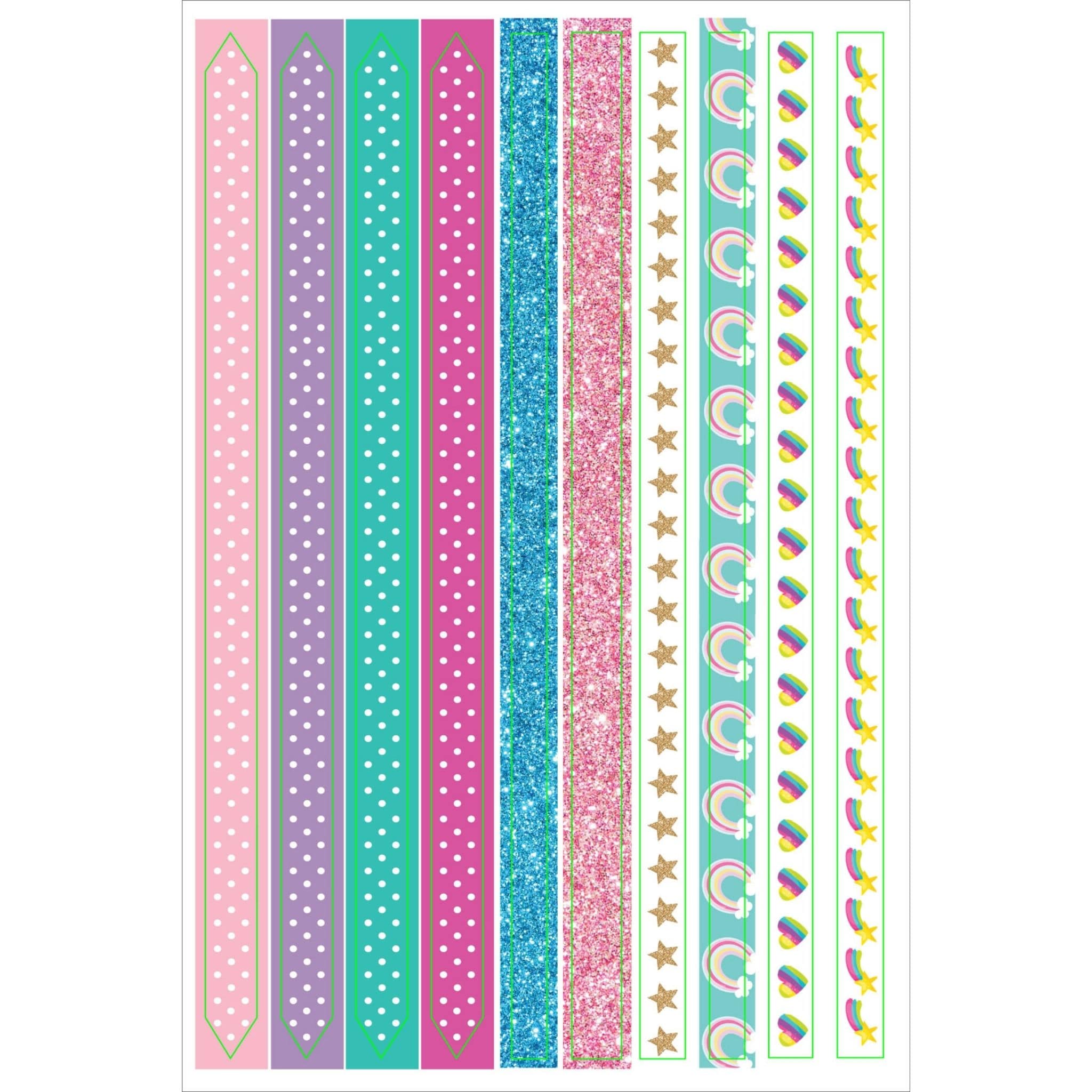 Essentials Unicorn Planner Stickers Set colourful stripes - Paper Kooka