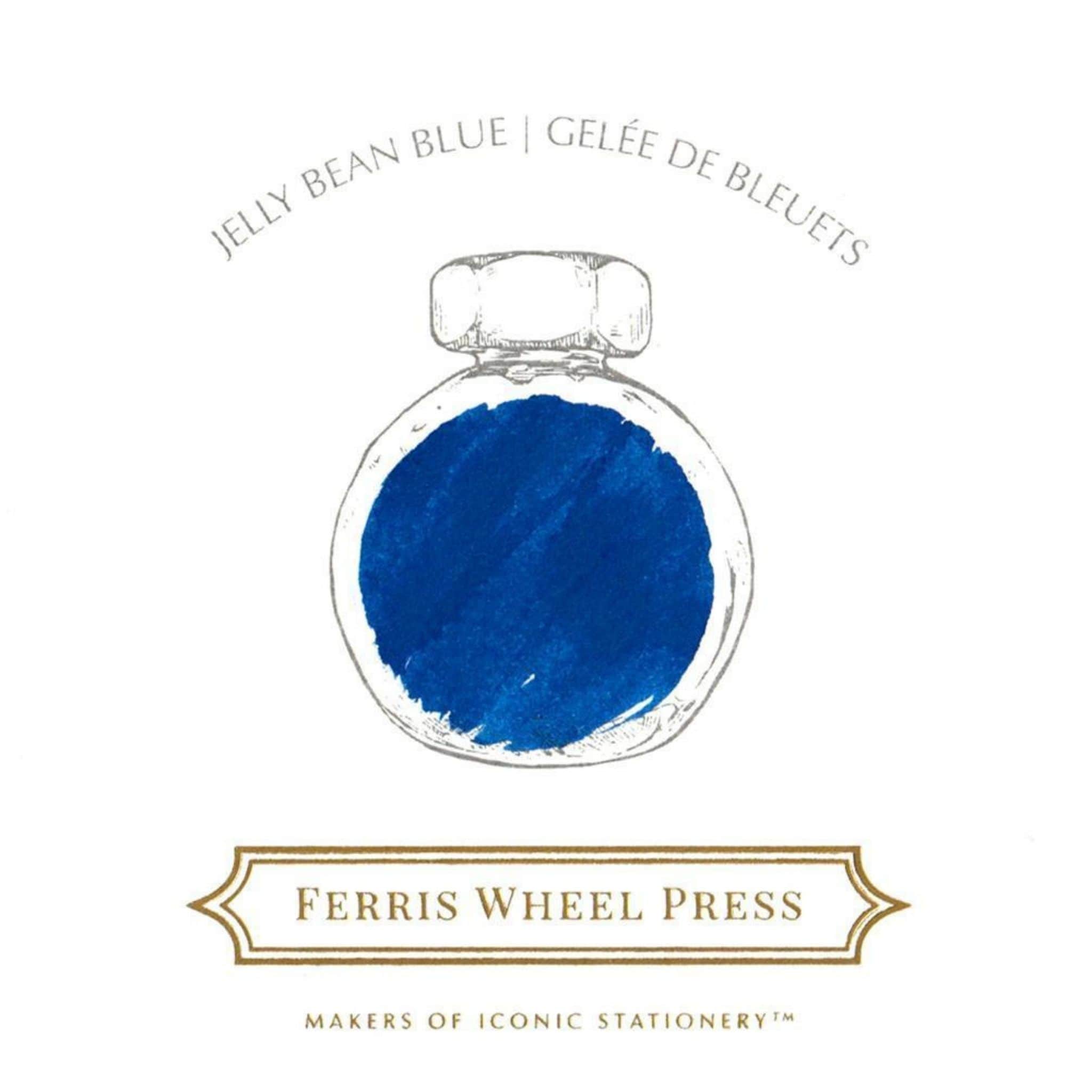 Ferris Wheel Press 38ml Jelly Bean Blue fountain pen ink sample - Paper Kooka