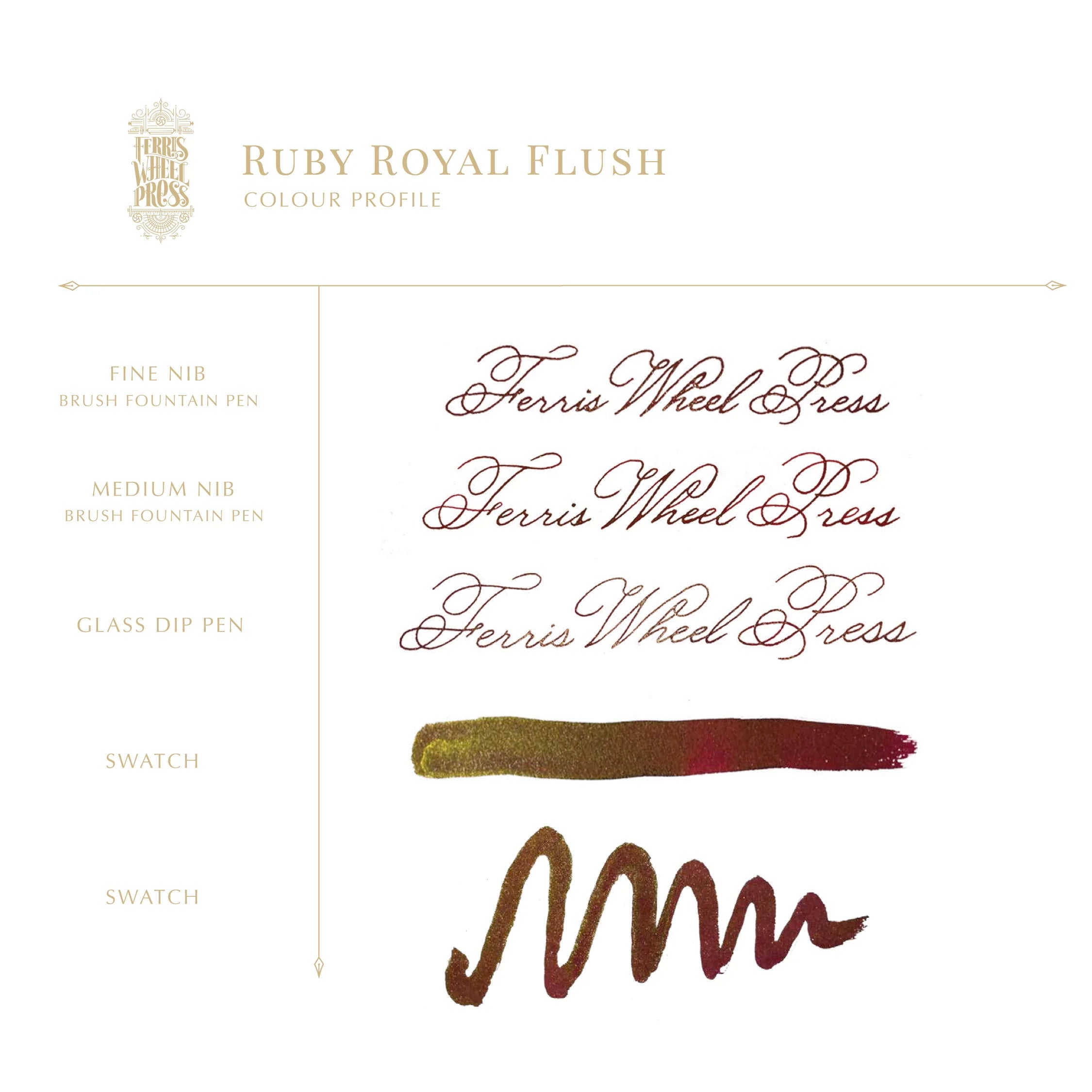 Ferris Wheel Press Fountain Pen Ink - Ruby Royal Flush writing sample - Paper Kooka Australia