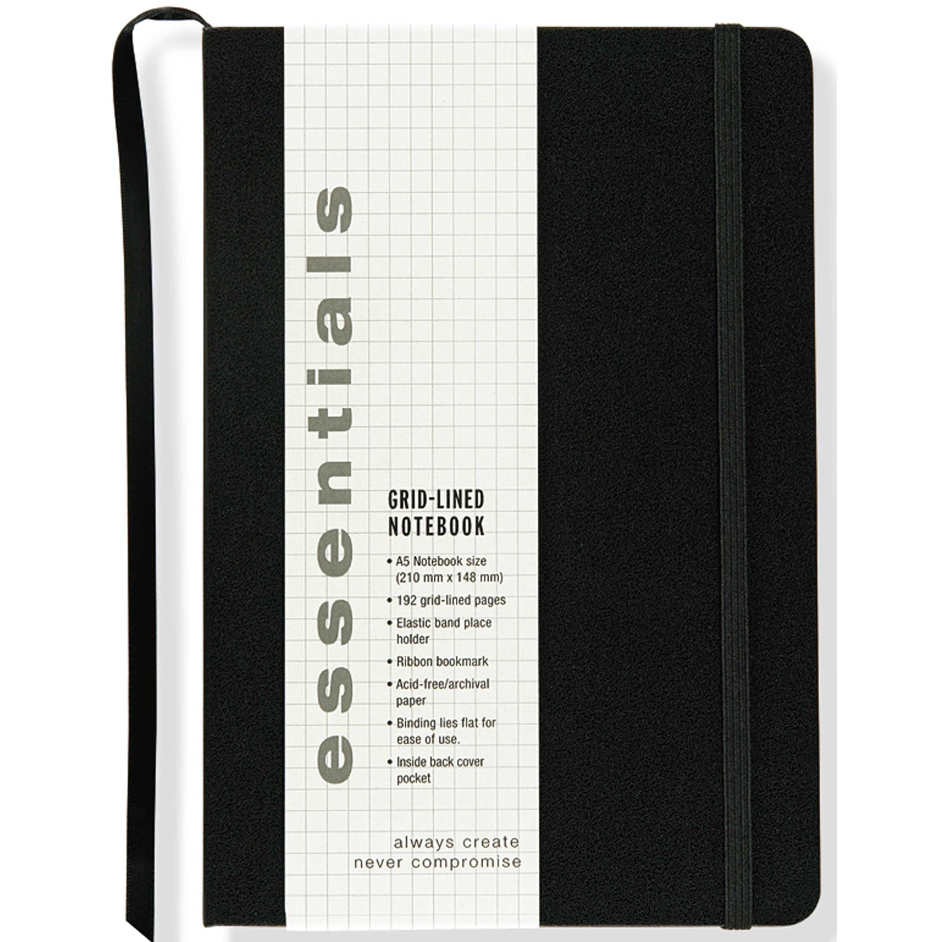 A5 Grid Notebook - Black - Paper Kooka