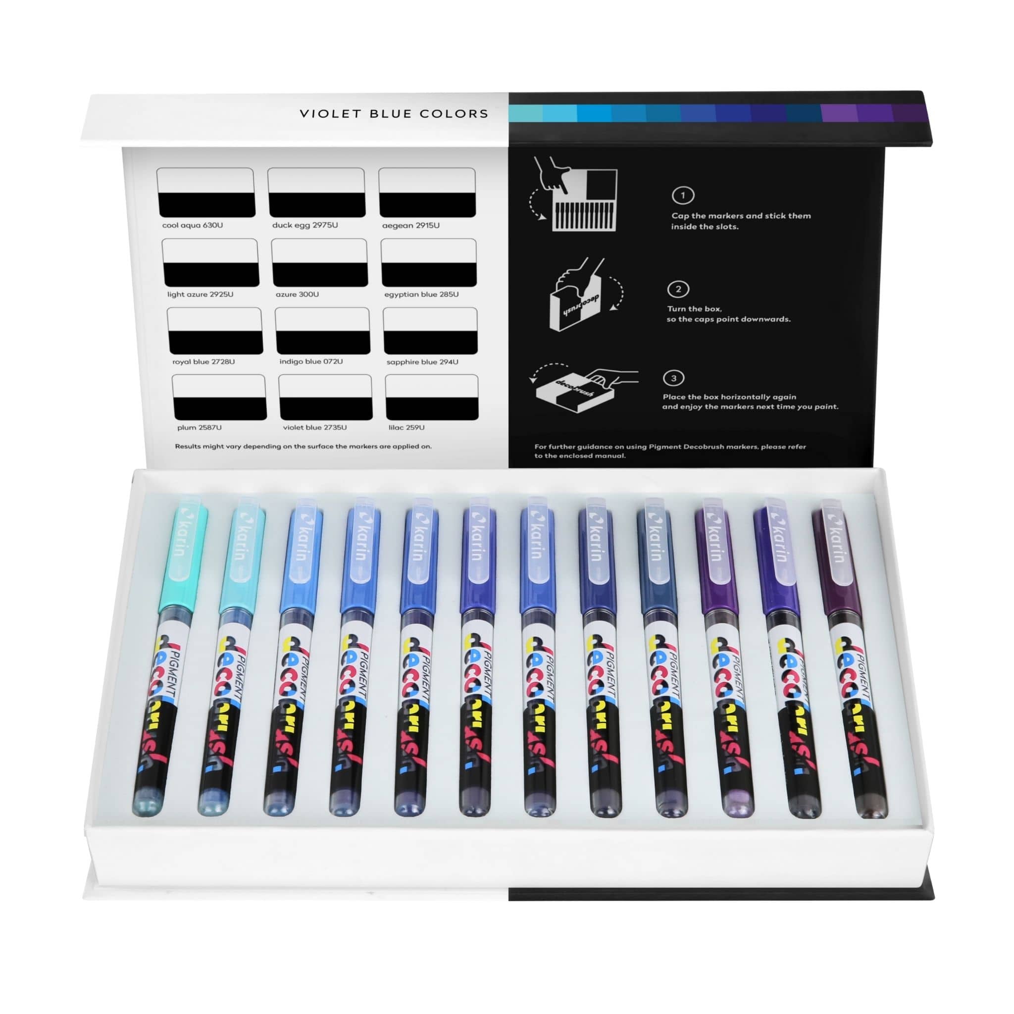 New Karin Markers Pigment DecoBrush opaque brush pens Violet-Blue Collection - Paper Kooka