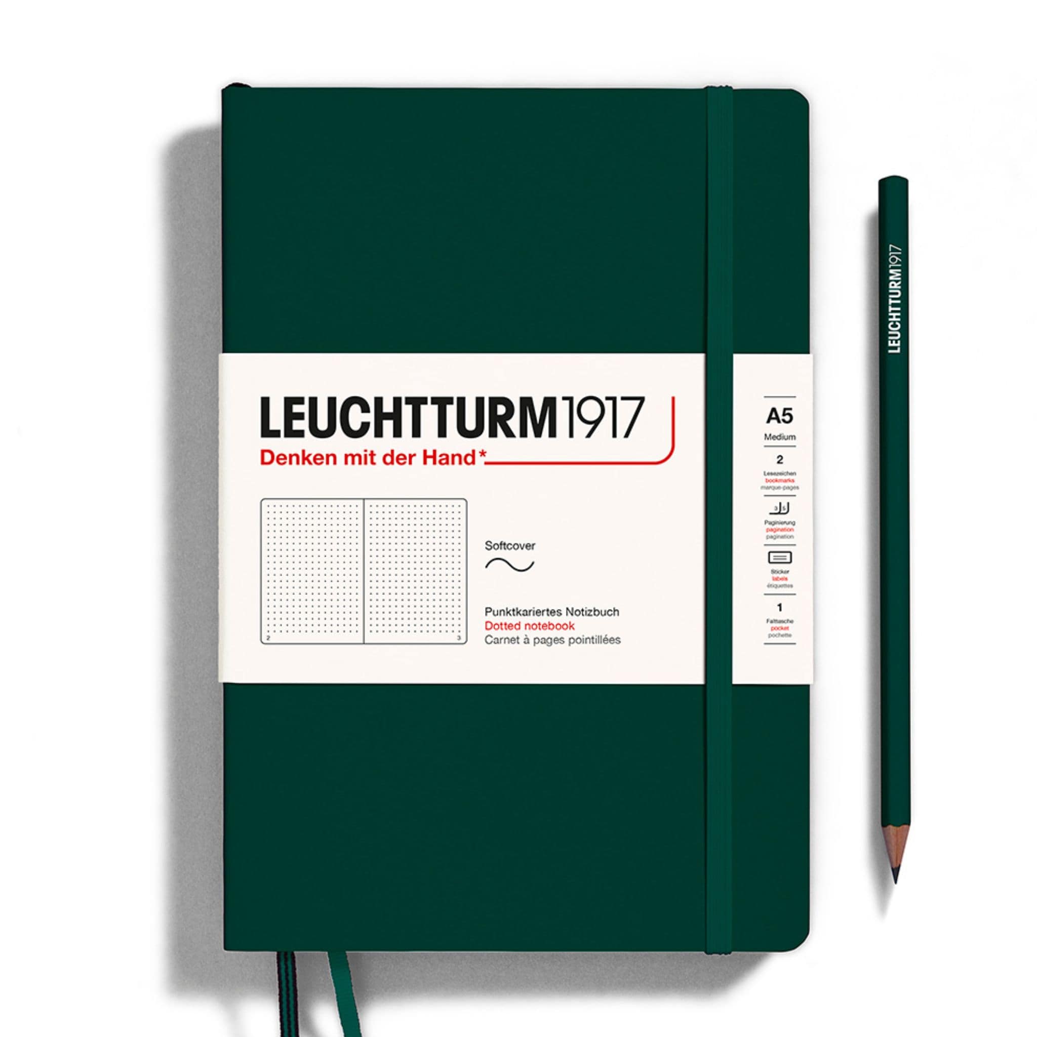 Leuchtturm1917 Forest Green A5 Softcover Dotted Notebook - Paper Kooka Australia