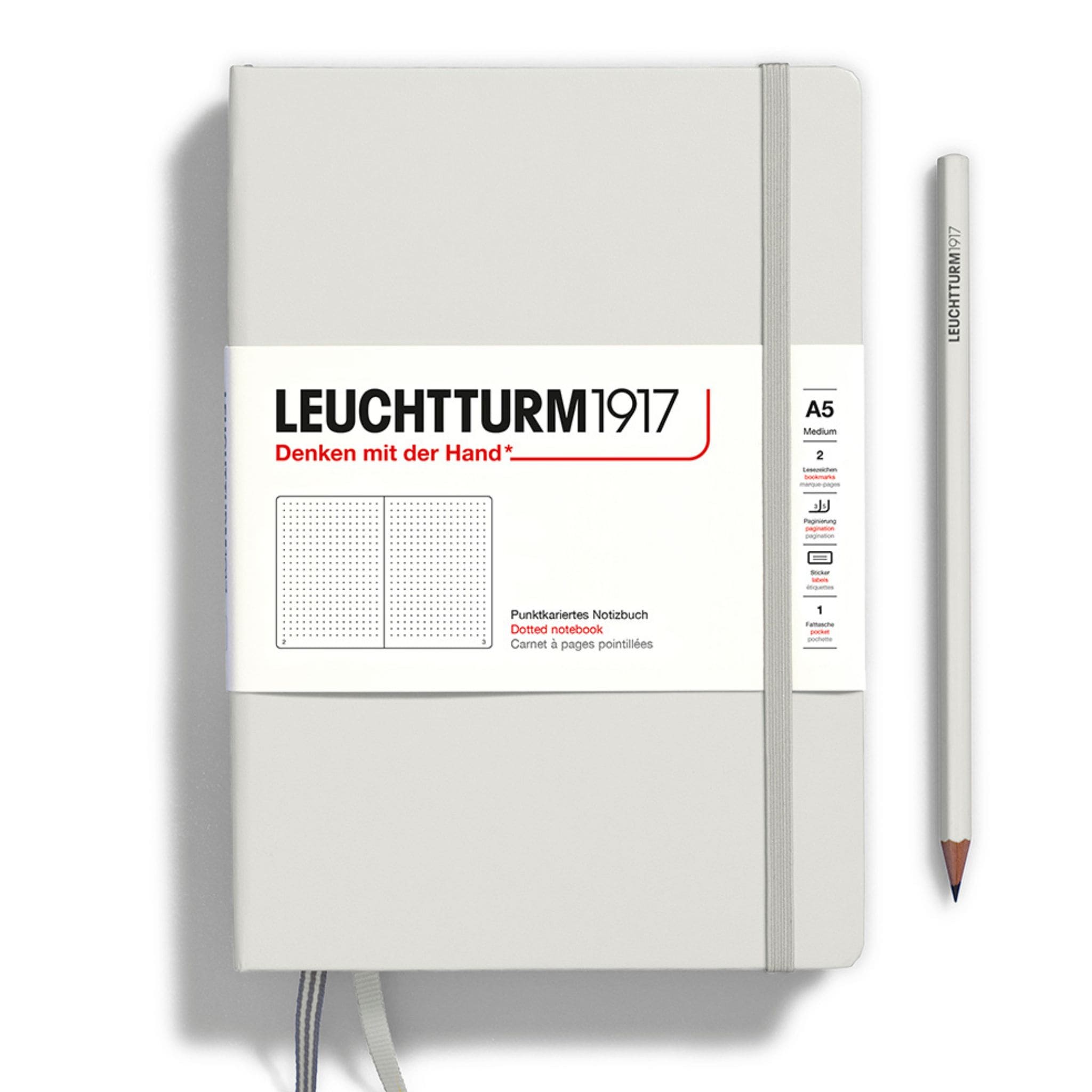 Leuchtturm1917 Light Grey A5 Hardcover Dotted Notebook - Paper Kooka Australia