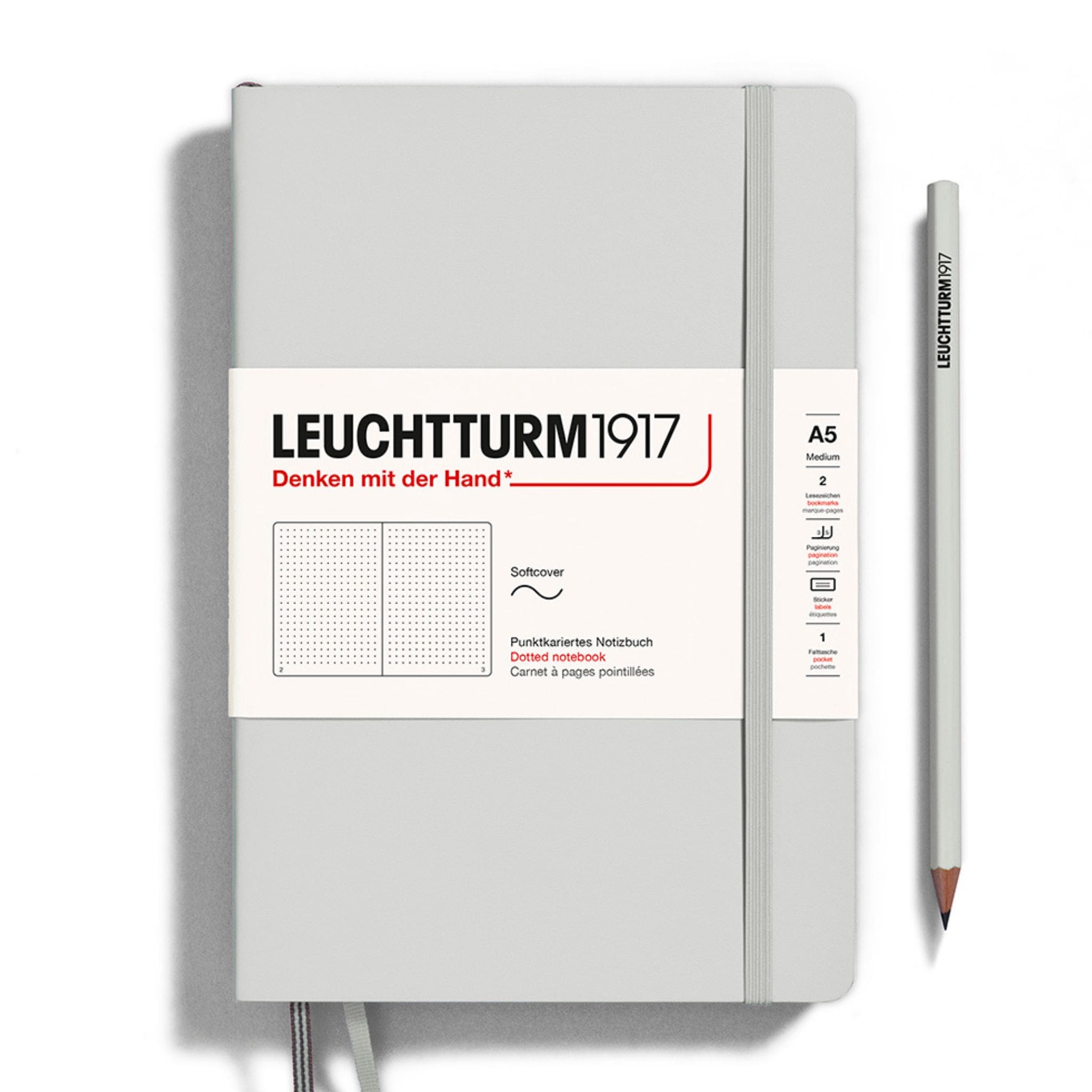 Leuchtturm1917 Light Grey A5 Softcover Dotted Notebook from the Natural Colours Collection - Paper Kooka Australia