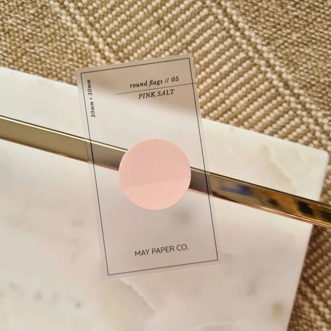 May Paper Co Transparent Round Page Flags - Pink Salt - Paper Kooka