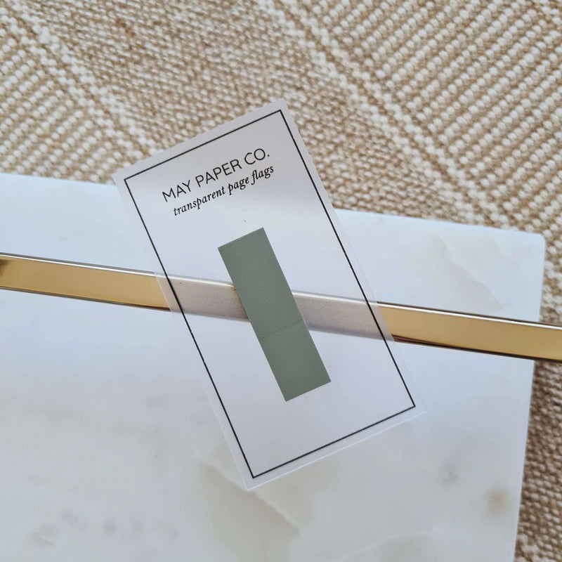 Transparent Sticky Notes & Page Flags - Army Green | Paper Kooka