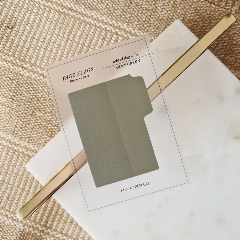 Army Green Transparent Tabbed Sticky Notes from May Paper Co. - Paper Kooka Stationery