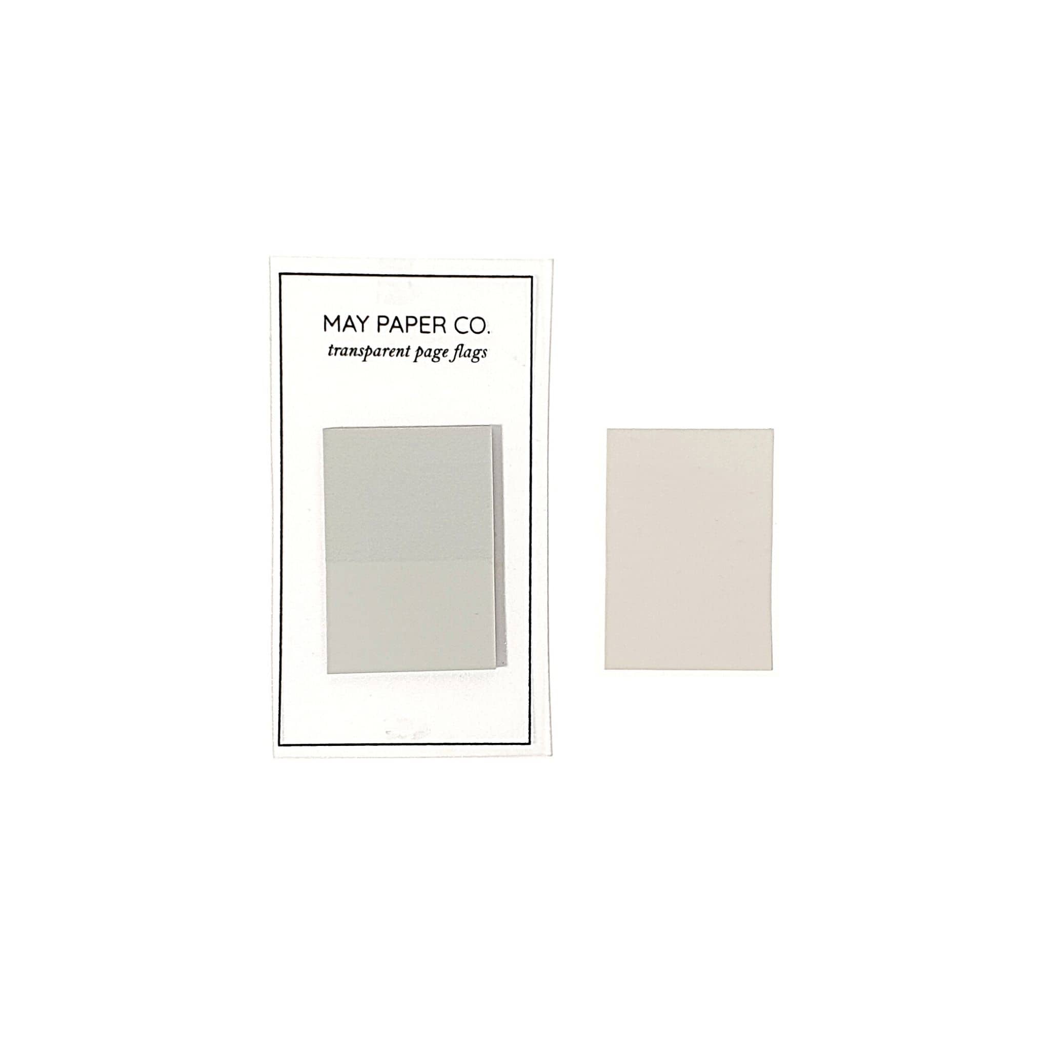 May Paper Co Transparent Wide Page Flags - Cloud Grey - Paper Kooka