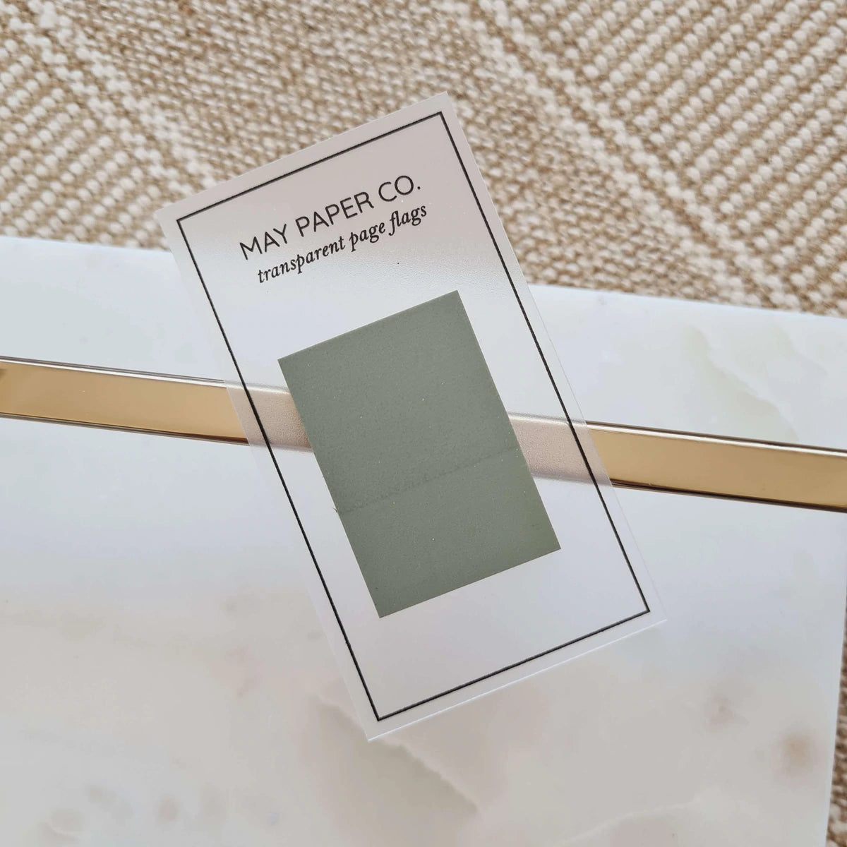 Army Green Transparent Wide Page Flags from May Paper Co. - Paper Kooka Stationery