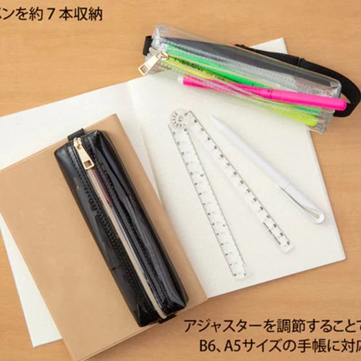 Midori Black Clear Book Band Pen Case collection - Paper Kooka Australia