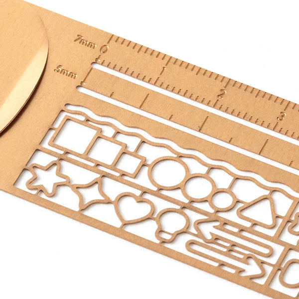 Midori Copper Clip Ruler / Stencil close-up - Paper Kooka Australia