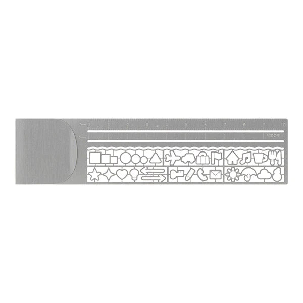 Midori Silver Clip Ruler / Stencil - Paper Kooka Australia